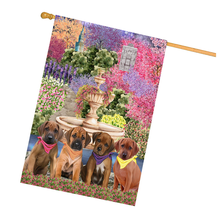 Rhodesian Ridgeback Dogs House Flag: Explore a Variety of Designs, Weather Resistant, Double-Sided, Custom, Personalized, Home Outdoor Yard Decor for Dog and Pet Lovers