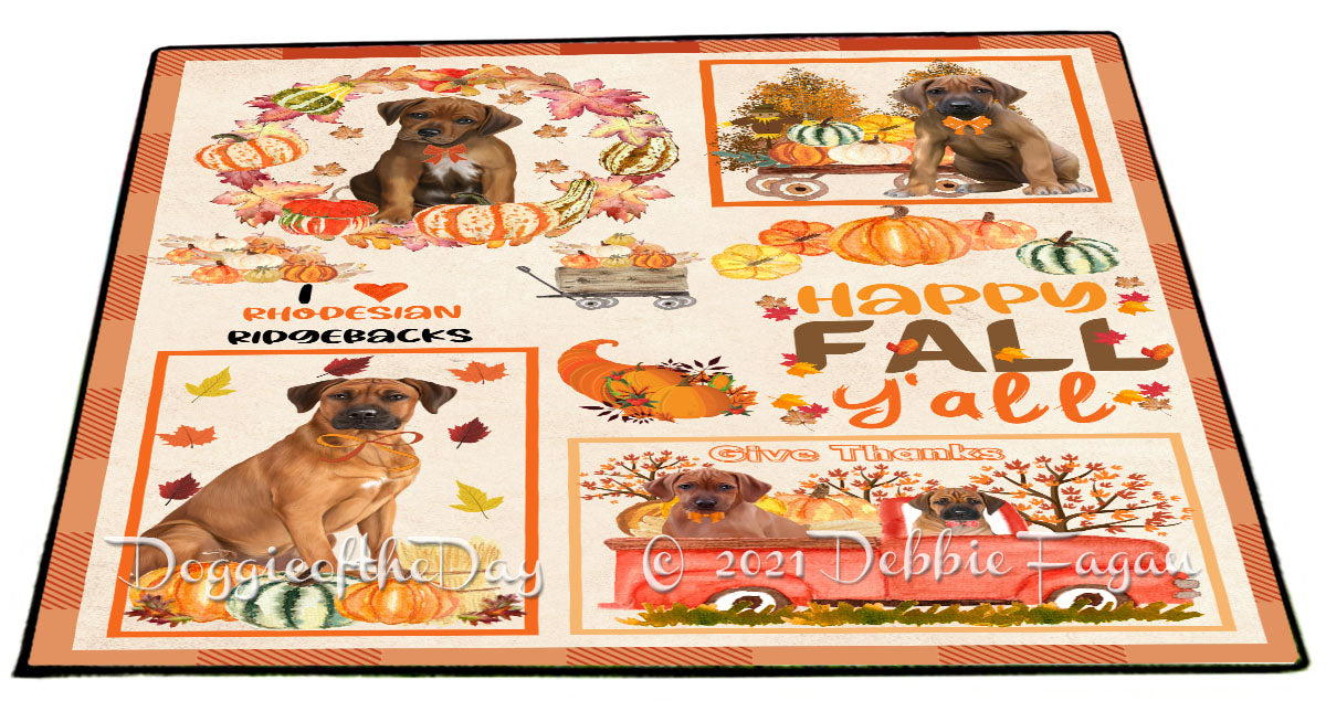 Happy Fall Y'all Pumpkin Rhodesian Ridgeback Dogs Indoor/Outdoor Welcome Floormat - Premium Quality Washable Anti-Slip Doormat Rug FLMS58720