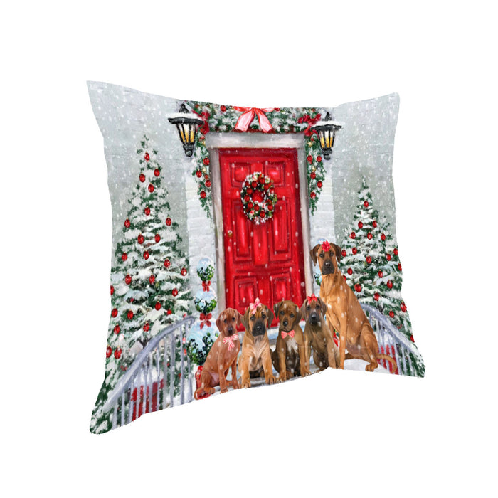 Christmas Holiday Welcome Rhodesian Ridgeback Dogs Pillow with Top Quality High-Resolution Images - Ultra Soft Pet Pillows for Sleeping - Reversible & Comfort - Ideal Gift for Dog Lover - Cushion for Sofa Couch Bed - 100% Polyester