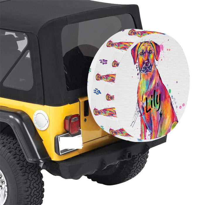 Custom Pet Name Personalized Watercolor Rhodesian Ridgeback Dog Car Tire Cover