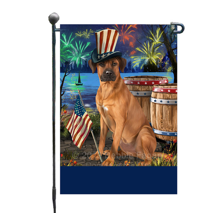 Personalized 4th of July Firework Rhodesian Ridgeback Dog Custom Garden Flags GFLG-DOTD-A58041