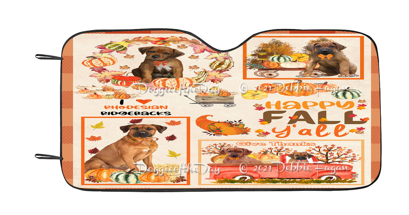 Happy Fall Y'all Pumpkin Rhodesian Ridgeback Dogs Car Sun Shade Cover Curtain