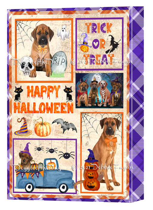 Happy Halloween Trick or Treat Rhodesian Ridgeback Dogs Canvas Wall Art Decor - Premium Quality Canvas Wall Art for Living Room Bedroom Home Office Decor Ready to Hang CVS150767