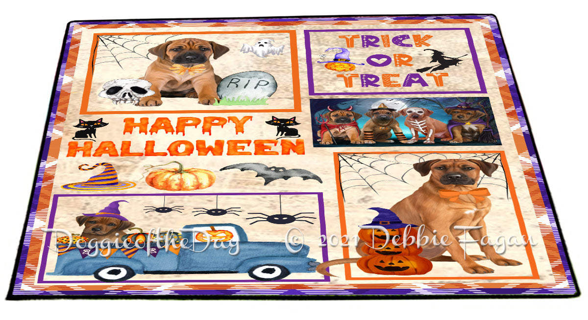 Happy Halloween Trick or Treat Rhodesian Ridgeback Dogs Indoor/Outdoor Welcome Floormat - Premium Quality Washable Anti-Slip Doormat Rug FLMS58180