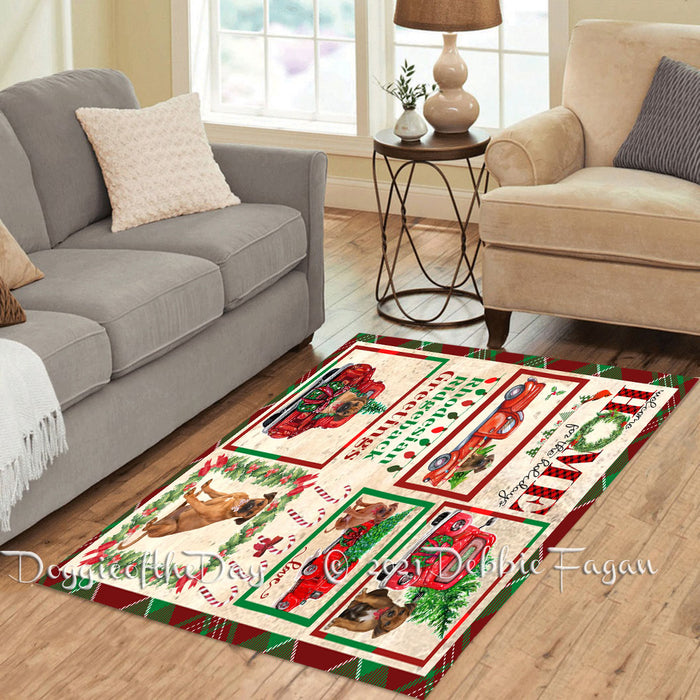 Welcome Home for Christmas Holidays Rhodesian Ridgeback Dogs Polyester Living Room Carpet Area Rug ARUG65102