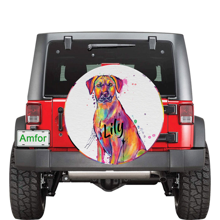 Custom Pet Name Personalized Watercolor Rhodesian Ridgeback Dog Car Tire Cover