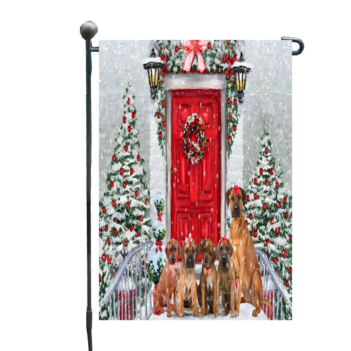Christmas Holiday Welcome Rhodesian Ridgeback Dogs Garden Flags- Outdoor Double Sided Garden Yard Porch Lawn Spring Decorative Vertical Home Flags 12 1/2"w x 18"h