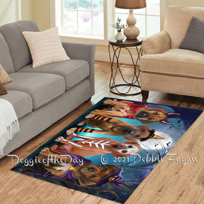 Happy Halloween Trick or Treat Rhodesian Ridgeback Dogs Polyester Living Room Carpet Area Rug ARUG66376