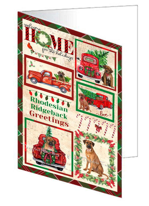 Welcome Home for Christmas Holidays Rhodesian Ridgeback Dogs Handmade Artwork Assorted Pets Greeting Cards and Note Cards with Envelopes for All Occasions and Holiday Seasons GCD76259