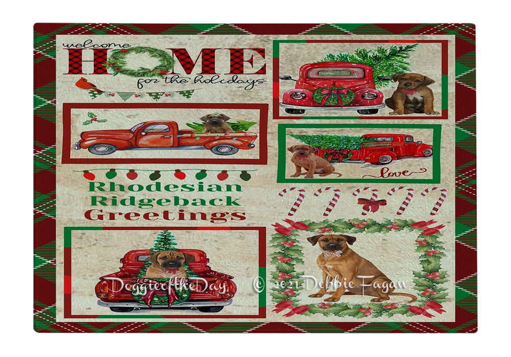 Welcome Home for Christmas Holidays Rhodesian Ridgeback Dogs Cutting Board - Easy Grip Non-Slip Dishwasher Safe Chopping Board Vegetables C79036