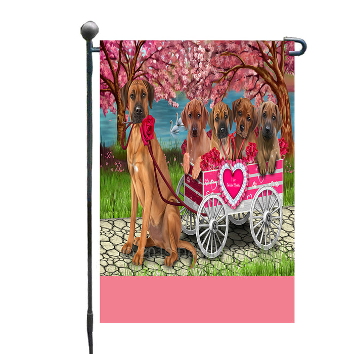 Personalized I Love Rhodesian Ridgeback Dogs in a Cart Custom Garden Flags GFLG-DOTD-A62176