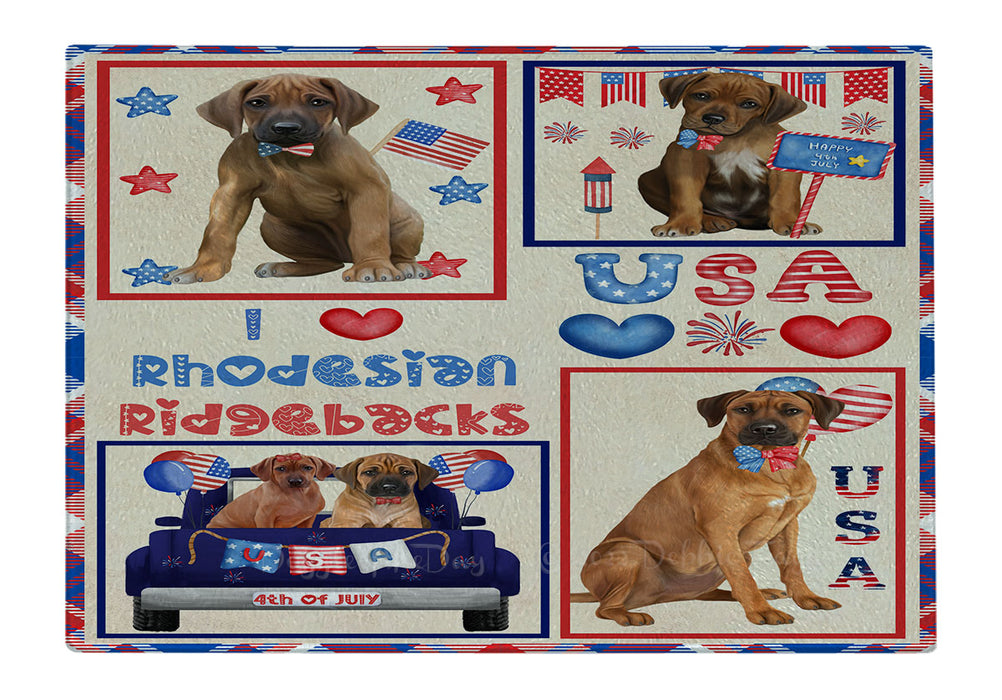 4th of July Independence Day I Love USA Rhodesian Ridgeback Dogs Cutting Board - For Kitchen - Scratch & Stain Resistant - Designed To Stay In Place - Easy To Clean By Hand - Perfect for Chopping Meats, Vegetables