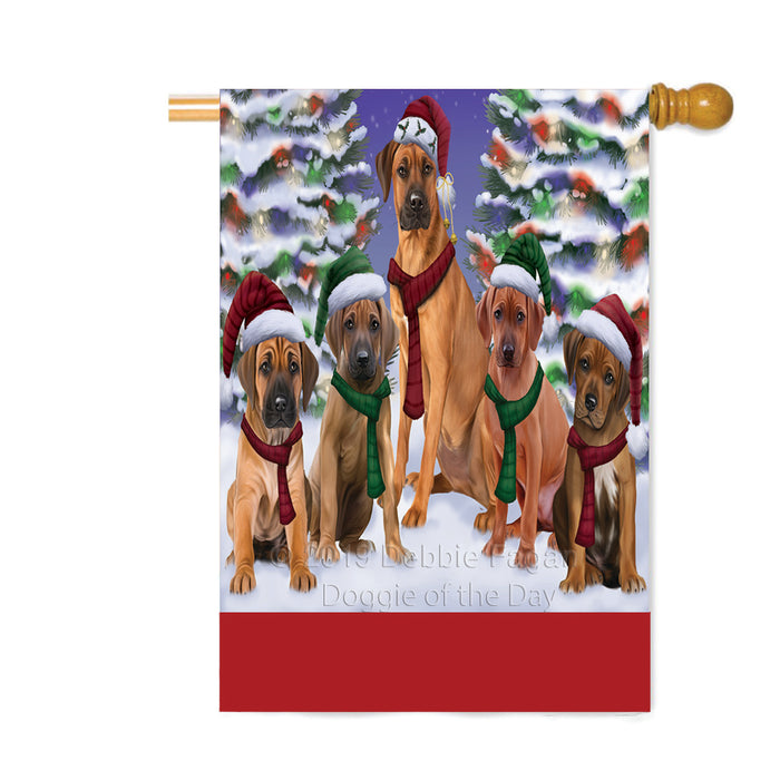 Personalized Christmas Happy Holidays Rhodesian Ridgeback Dogs Family Portraits Custom House Flag FLG-DOTD-A59196