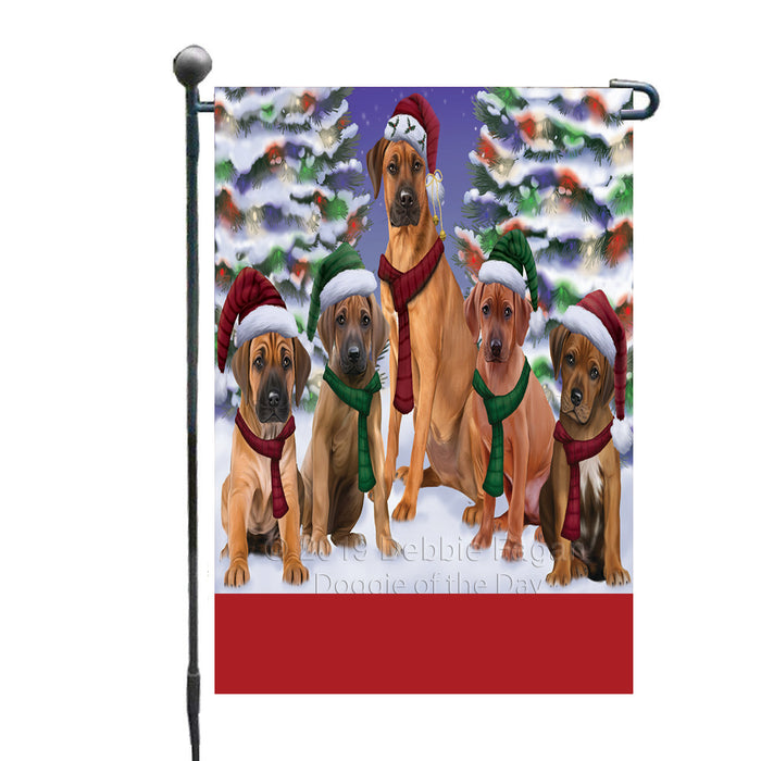 Personalized Christmas Happy Holidays Rhodesian Ridgeback Dogs Family Portraits Custom Garden Flags GFLG-DOTD-A59140