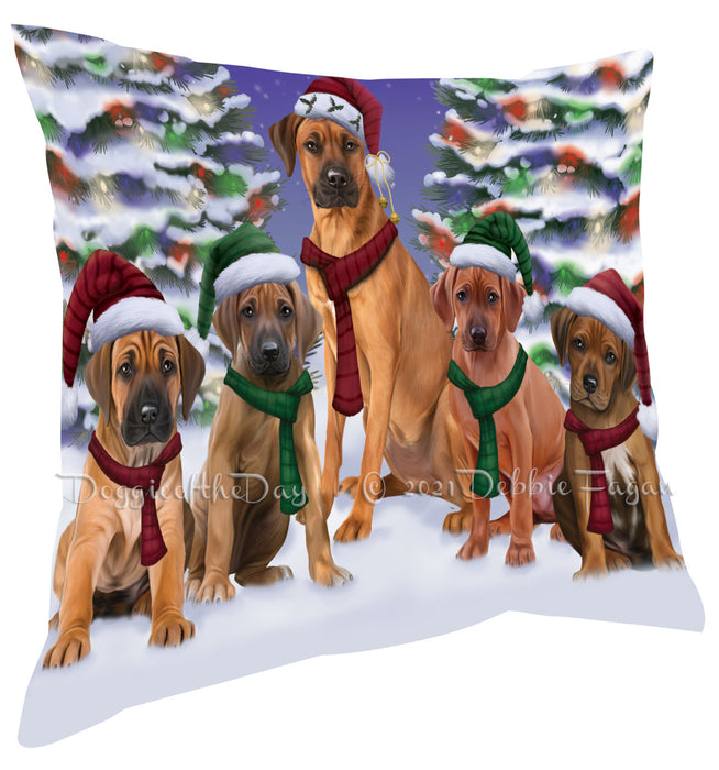 Christmas Family Portrait Rhodesian Ridgeback Dog Pillow with Top Quality High-Resolution Images - Ultra Soft Pet Pillows for Sleeping - Reversible & Comfort - Ideal Gift for Dog Lover - Cushion for Sofa Couch Bed - 100% Polyester