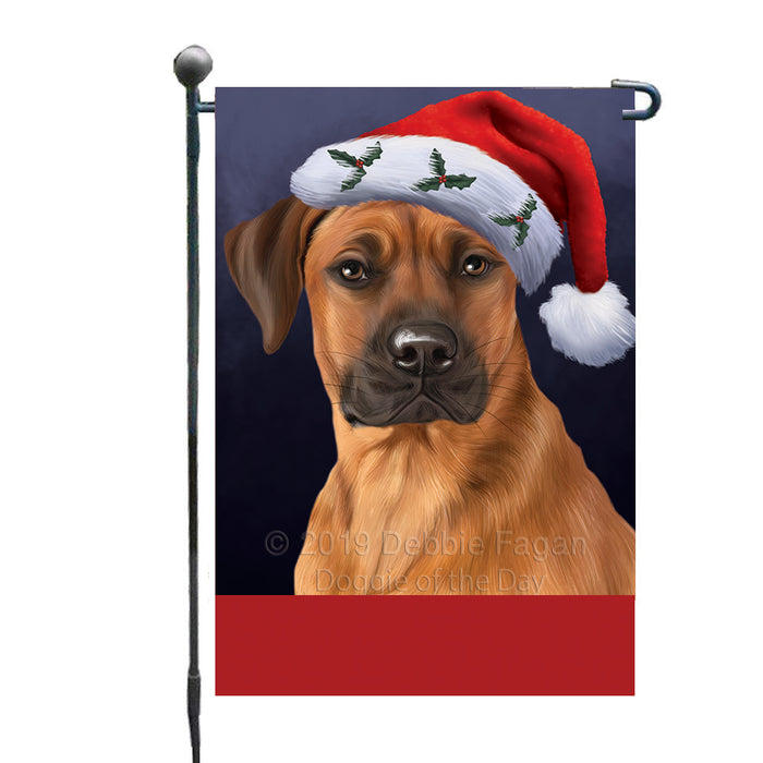 Personalized Christmas Holidays Rhodesian Ridgeback Dog Wearing Santa Hat Portrait Head Custom Garden Flags GFLG-DOTD-A59850