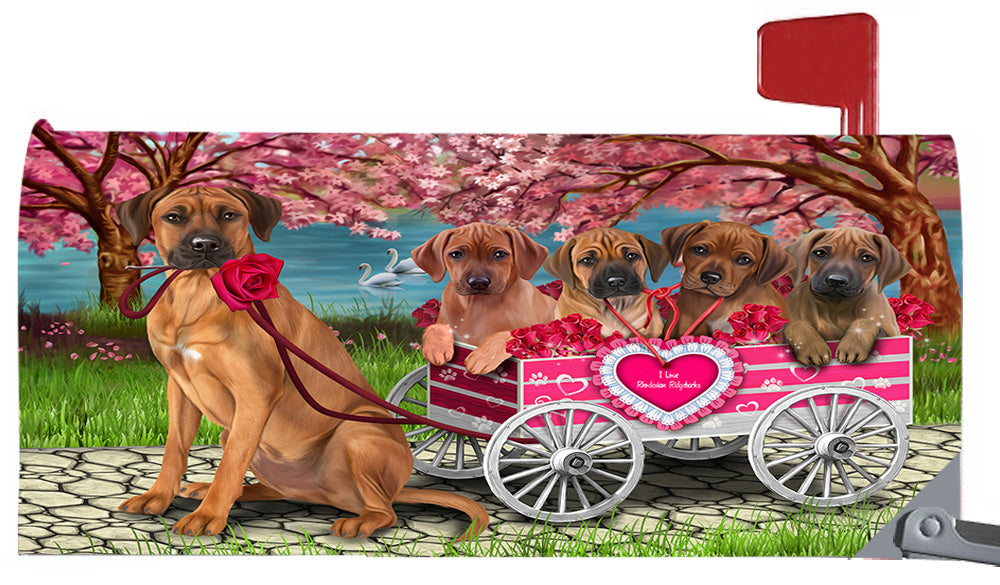 I Love Rhodesian Ridgeback Dogs in a Cart Magnetic Mailbox Cover MBC48575