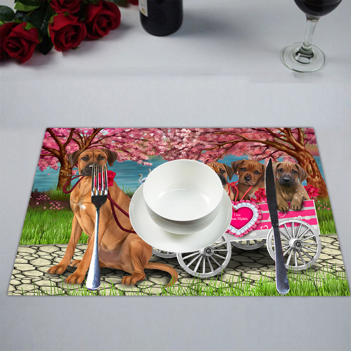 I Love Rhodesian Ridgeback Dogs in a Cart Placemat