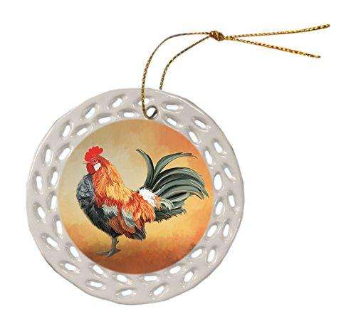 Rooster Ceramic Doily Ornament DPOR48077