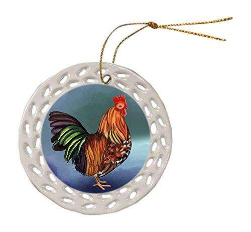 Rooster Ceramic Doily Ornament DPOR48078