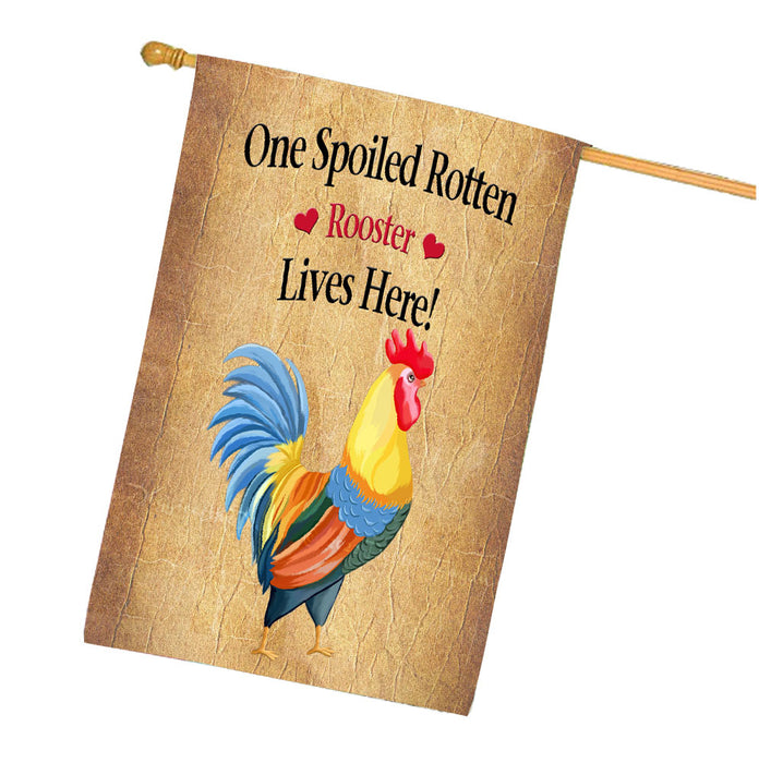 Spoiled Rotten Rooster Dog House Flag Outdoor Decorative Double Sided Pet Portrait Weather Resistant Premium Quality Animal Printed Home Decorative Flags 100% Polyester FLG68458