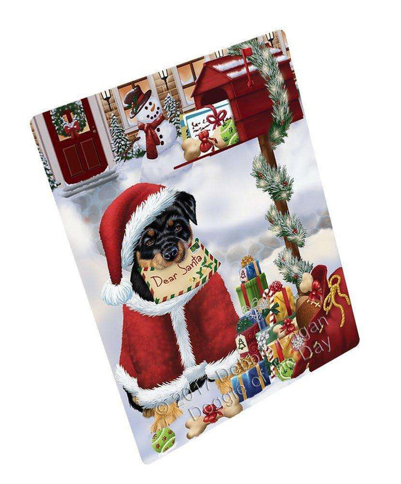 Rottweiler Dear Santa Letter Christmas Holiday Mailbox Dog Art Portrait Print Woven Throw Sherpa Plush Fleece Blanket