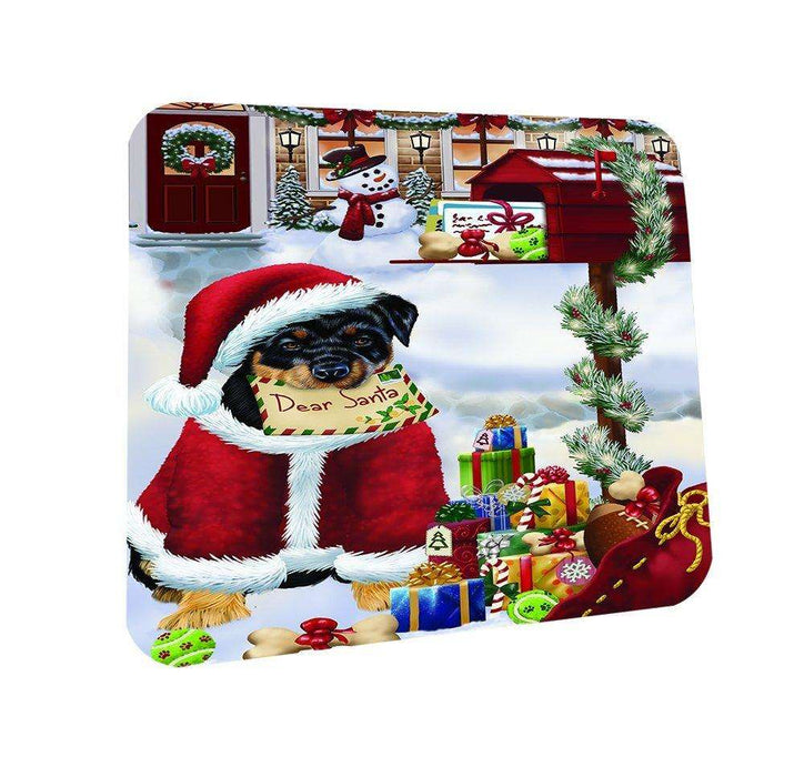 Rottweiler Dear Santa Letter Christmas Holiday Mailbox Dog Coasters Set of 4