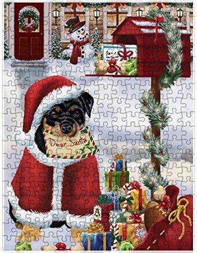 Rottweiler Dear Santa Letter Christmas Holiday Mailbox Dog Puzzle with Photo Tin