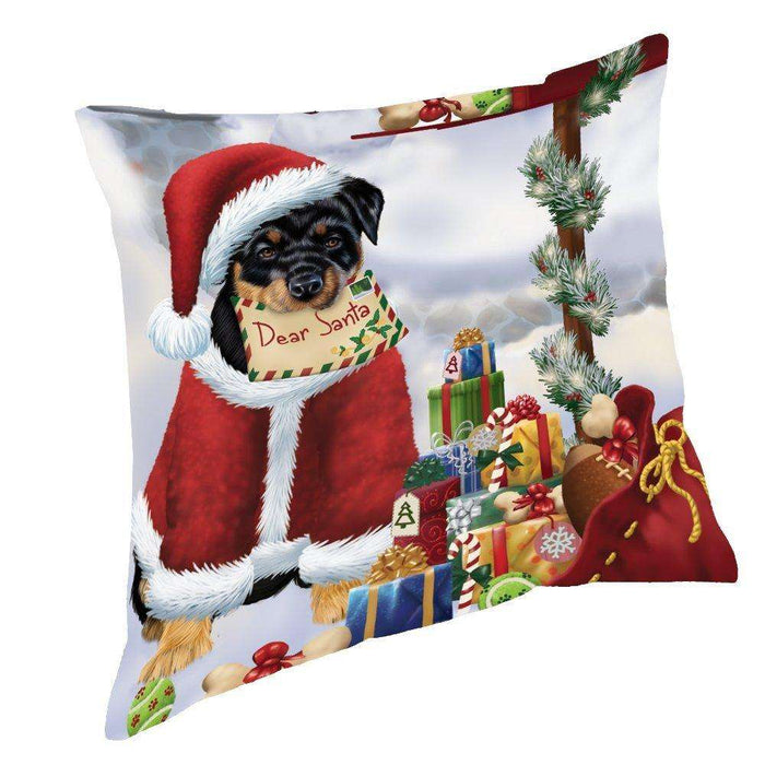 Rottweiler Dear Santa Letter Christmas Holiday Mailbox Dog Throw Pillow