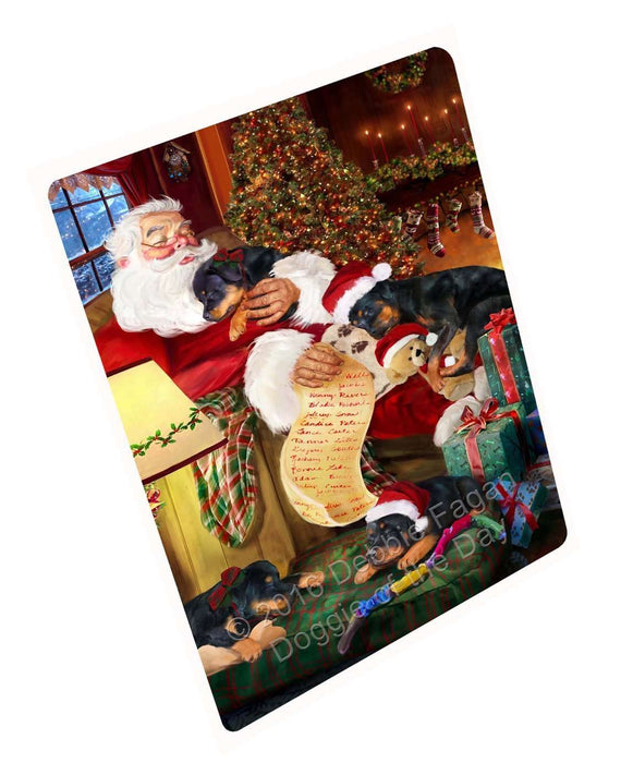 Rottweiler Dog And Puppies Sleeping With Santa Magnet Mini (3.5" x 2")