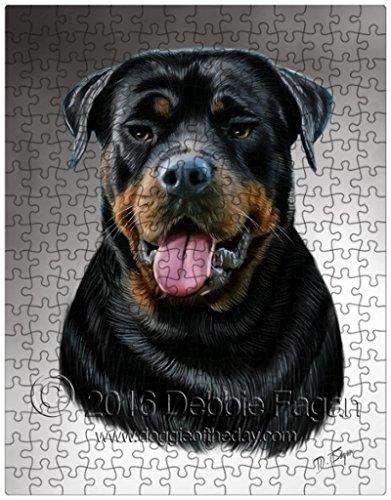 Rottweiler Dog Art Portrait Print 300 Pc. Puzzle with Photo Tin