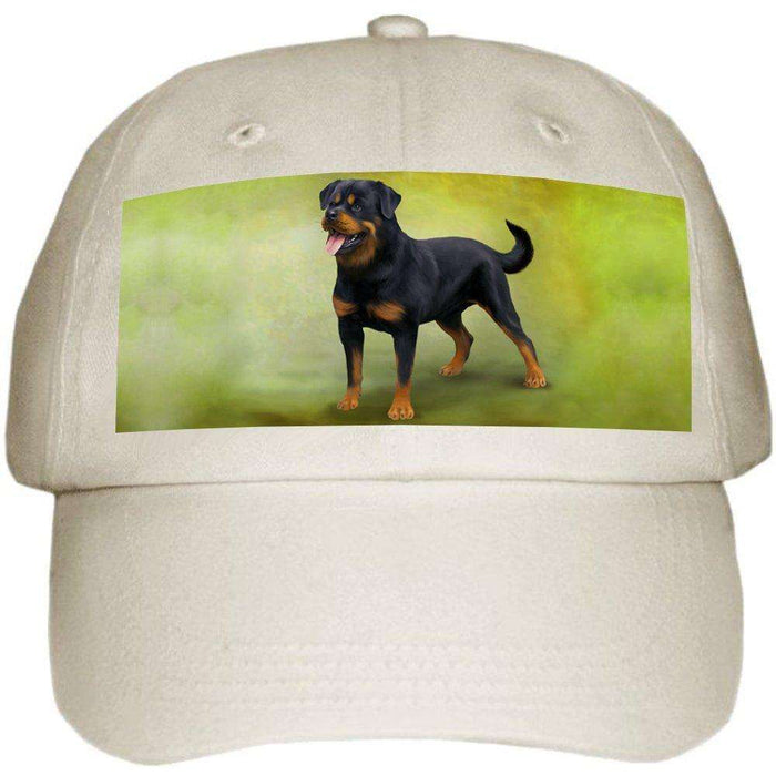 Rottweiler Dog Ball Hat Cap Off White