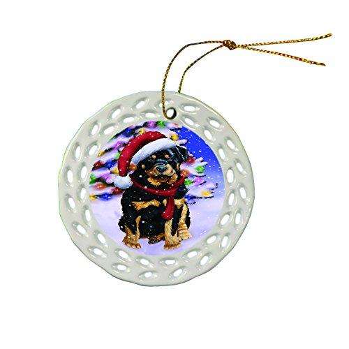 Rottweiler Dog Christmas Doily Ceramic Ornament