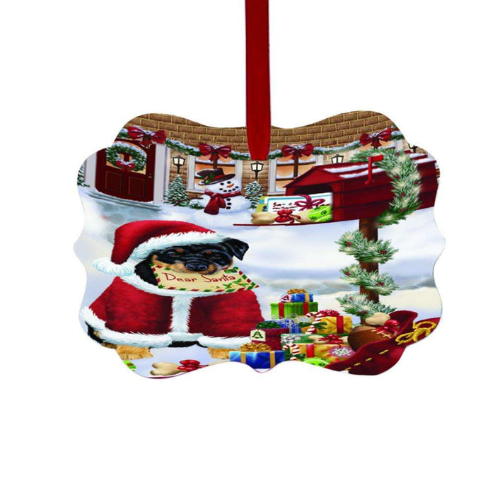 Rottweiler Dog Dear Santa Letter Christmas Holiday Mailbox Double-Sided Photo Benelux Christmas Ornament LOR49076