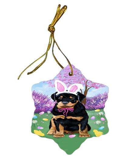 Rottweiler Dog Easter Holiday Star Porcelain Ornament SPOR49230
