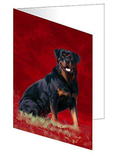 Rottweiler Dog Handmade Artwork Assorted Pets Greeting Cards and Note Cards with Envelopes for All Occasions and Holiday Seasons D381