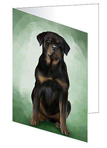 Rottweiler Dog Handmade Artwork Assorted Pets Greeting Cards and Note Cards with Envelopes for All Occasions and Holiday Seasons GCD49040