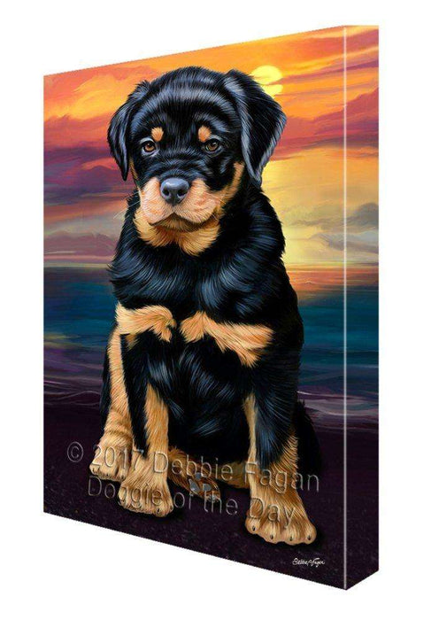 Rottweiler Dog Painting Printed on Canvas Wall Art Signed