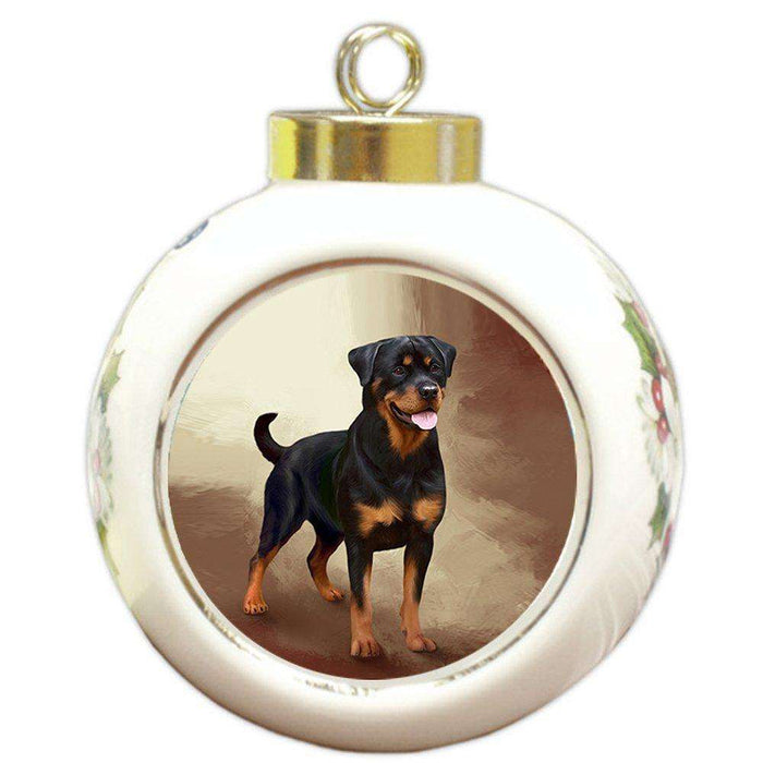 Rottweiler Dog Round Ball Christmas Ornament RBPOR48084