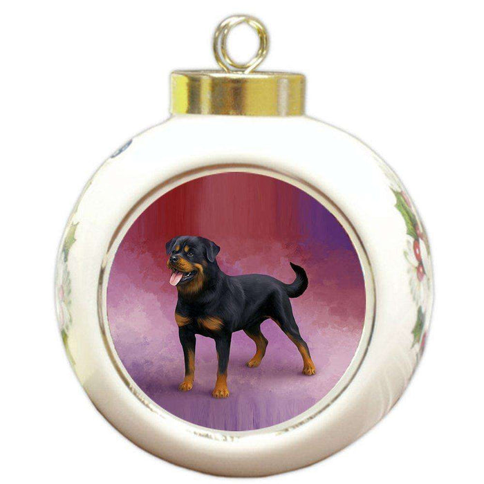 Rottweiler Dog Round Ball Christmas Ornament RBPOR48085