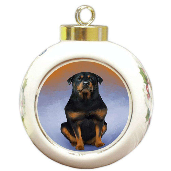 Rottweiler Dog Round Ball Christmas Ornament RBPOR48353