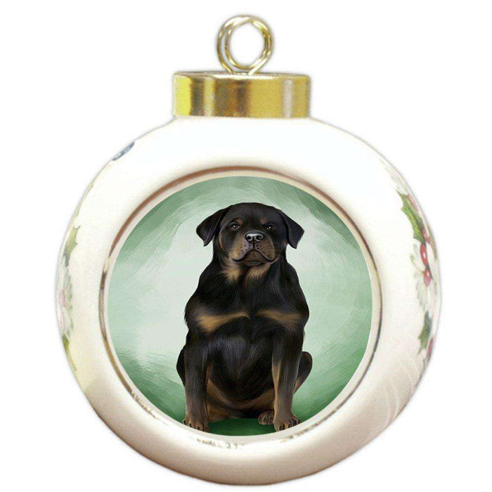 Rottweiler Dog Round Ball Christmas Ornament RBPOR48354