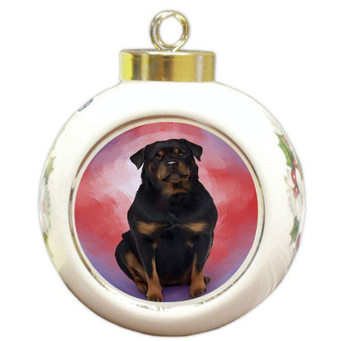 Rottweiler Dog Round Ball Christmas Ornament RBPOR48355