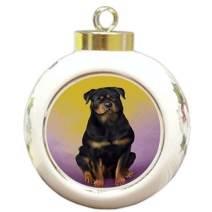 Rottweiler Dog Round Ball Christmas Ornament RBPOR48356