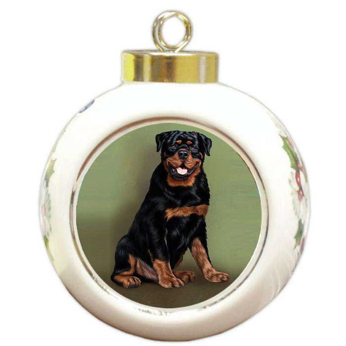Rottweiler Dog Round Ball Christmas Ornament