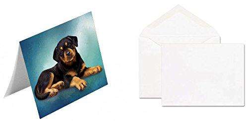 Rottweiler Puppy Dog Handmade Artwork Assorted Pets Greeting Cards and Note Cards with Envelopes for All Occasions and Holiday Seasons