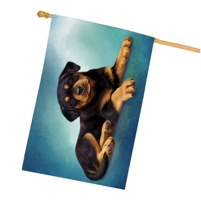 Rottweiler Puppy Dog House Flag