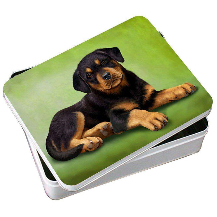 Rottweiler Puppy Dog Photo Storage Tin