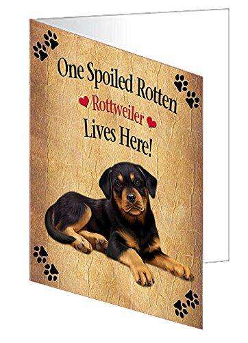 Rottweiler Puppy Spoiled Rotten Dog Handmade Artwork Assorted Pets Greeting Cards and Note Cards with Envelopes for All Occasions and Holiday Seasons