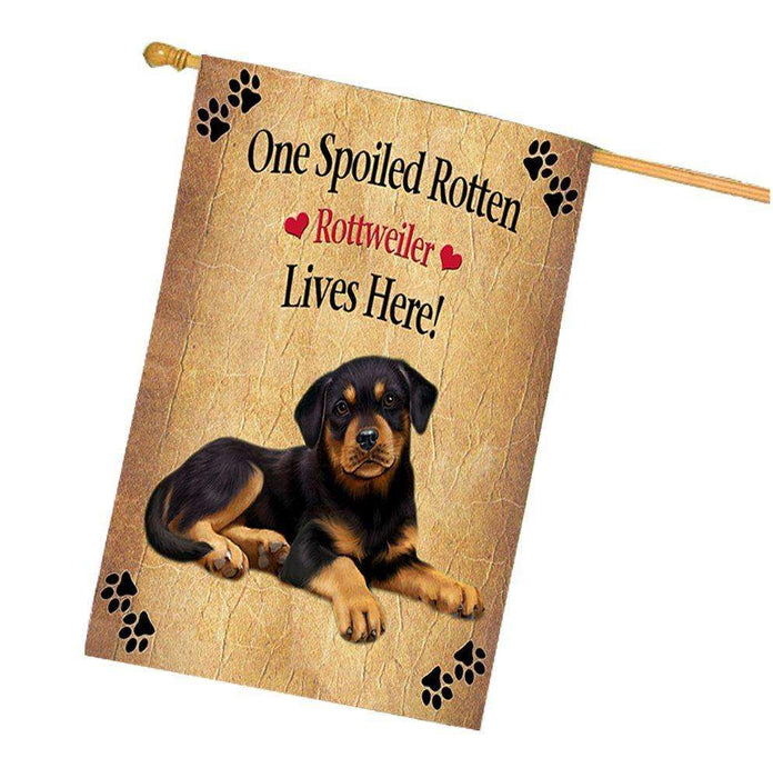 Rottweiler Puppy Spoiled Rotten Dog House Flag